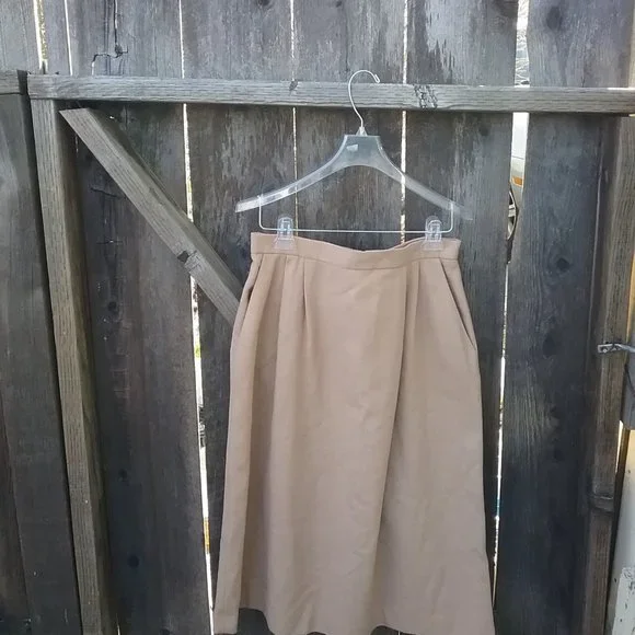 Vintage Wool Blend Tan/Camel Skirt Suit Light Academia Office